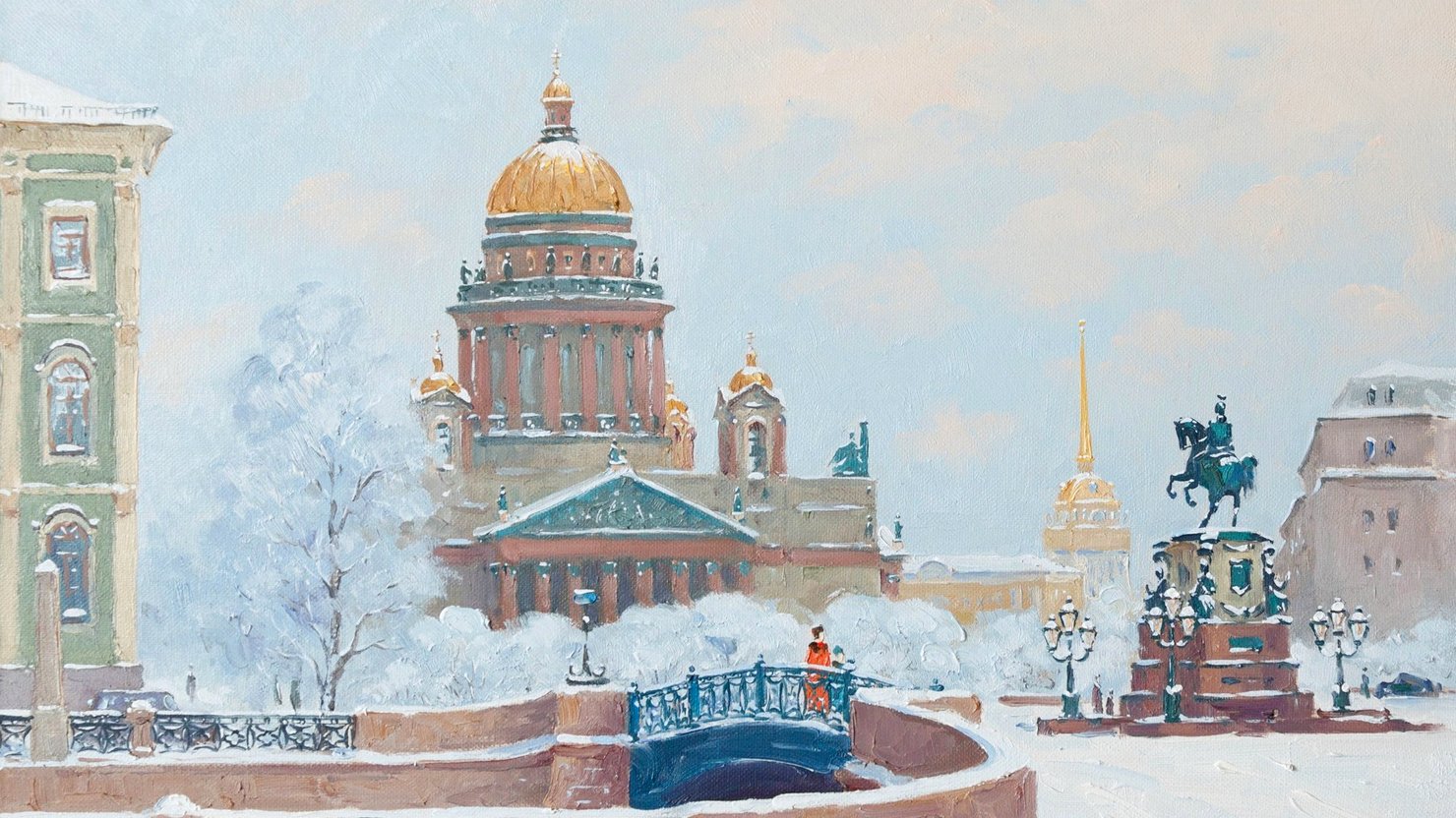 Санкт-Петербург зимой Исаакиевский собор Александр